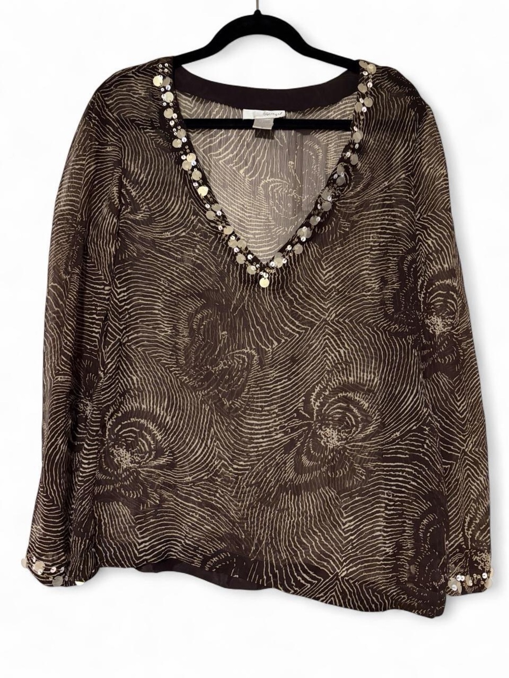 Vintage Spiegel sheer blouse with sequin trim